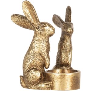 Clayre & Eef 6PR5741 Kandelaar Konijn 10x8x12 cm Goud