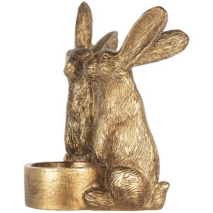 Clayre & Eef 6PR5741 Kandelaar Konijn 10x8x12 cm Goud