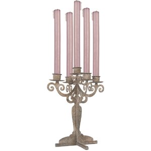 Clayre & Eef 6Y5818 Kandelaar 26x26x35 cm Grijs-Beige