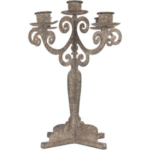 Clayre & Eef 6Y5819 Kandelaar 21x21x26 cm Grijs-Beige
