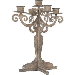 Clayre & Eef 6Y5819 Kandelaar 21x21x26 cm Grijs-Beige
