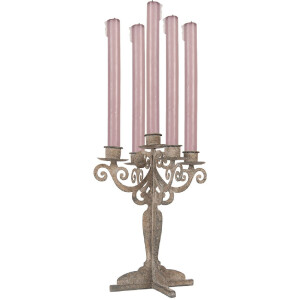 Clayre & Eef 6Y5819 Kandelaar 21x21x26 cm Grijs-Beige
