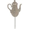 Clayre & Eef 6Y5828 Tuinsteker Theepot 20x1x40 cm Grijs Beige