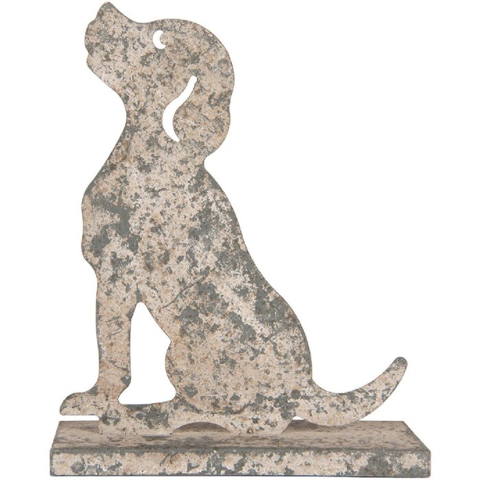 Clayre & Eef 6Y5829 Decoratie Hond 20x8x24 cm Grijs Beige