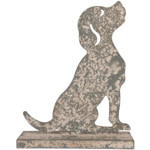 Clayre & Eef 6Y5830 Decoratie Hond 16x8x19 cm Grijs Beige
