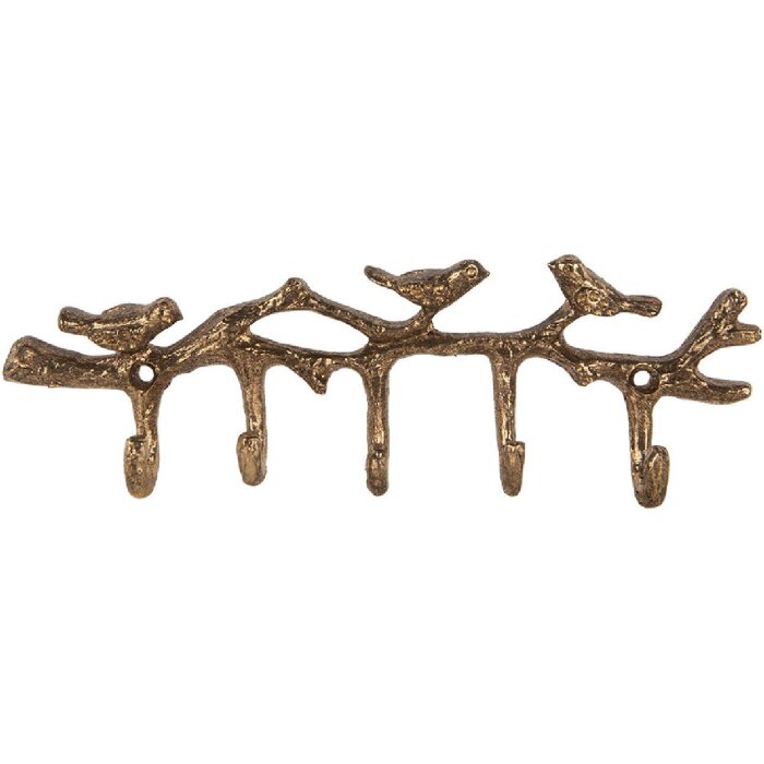 Clayre & Eef 6Y5883 Wandkapstok 18x2x6 cm goudkleurig