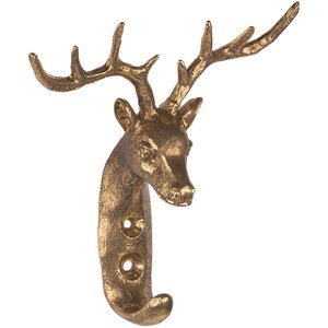 Clayre & Eef 6Y5894 Wandhaken 12x5x12 cm goudkleurig