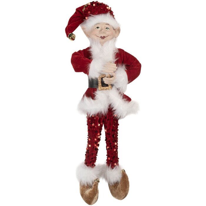 Clayre & Eef Decoratie Elf 17x12x52 cm Rood en Wit