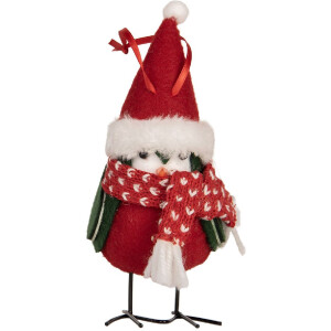 Clayre & Eef 66339 Decoratie Vogel 11x7x12 cm Rood en Zwart