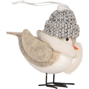 Clayre & Eef 66340 Decoratie Vogel 11x7x12 cm Wit