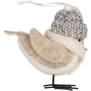 Clayre & Eef 66340 Decoratie Vogel 11x7x12 cm Wit