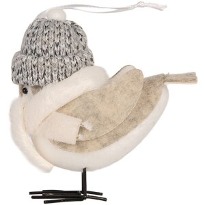 Clayre & Eef 66340 Decoratie Vogel 11x7x12 cm Wit
