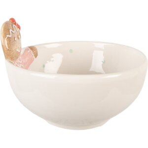 Clayre & Eef 6CE2216 Schaal 18x17x12 cm Wit Roze 700 ml