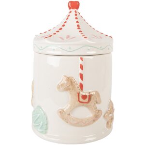 Clayre & Eef 6CE2218 Voorraaddoos met deksel Ø 15x22 cm Wit/Bruin