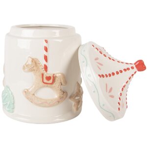 Clayre & Eef 6CE2218 Voorraaddoos met deksel Ø 15x22 cm Wit/Bruin