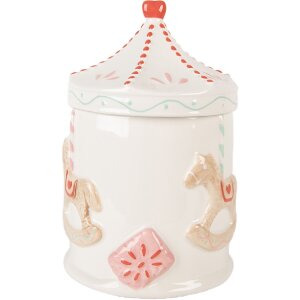 Clayre & Eef 6CE2218 Voorraaddoos met deksel Ø 15x22 cm Wit/Bruin