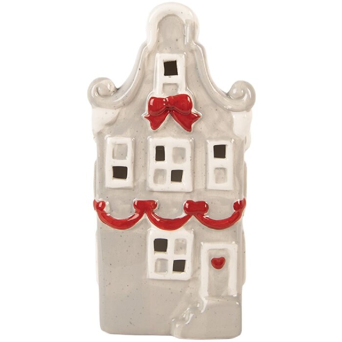Clayre & Eef 6CE2219G Decoratief LED-huis 11x9x22 cm Grijs & Wit