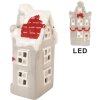 Clayre & Eef 6CE2219G Decoratief LED-huis 11x9x22 cm Grijs & Wit