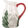 Clayre & Eef 6CE2222 Decoratieve Kan 19x14x20 cm Wit Groen Keramiek