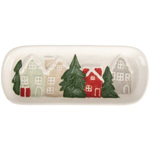 Clayre & Eef 6CE2223 Schaal 30x12x3 cm Wit-Groen
