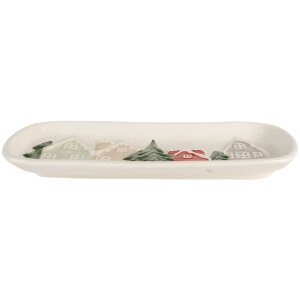 Clayre & Eef 6CE2223 Schaal 30x12x3 cm Wit-Groen