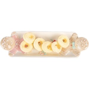 Clayre & Eef 6CE2224 Schaal 31x10x5 cm Wit Bruin Keramiek