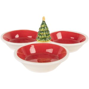 Clayre & Eef 6CE2225 Schaal 26x26x10 cm Rood Wit Keramiek