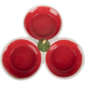 Clayre & Eef 6CE2225 Schaal 26x26x10 cm Rood Wit Keramiek