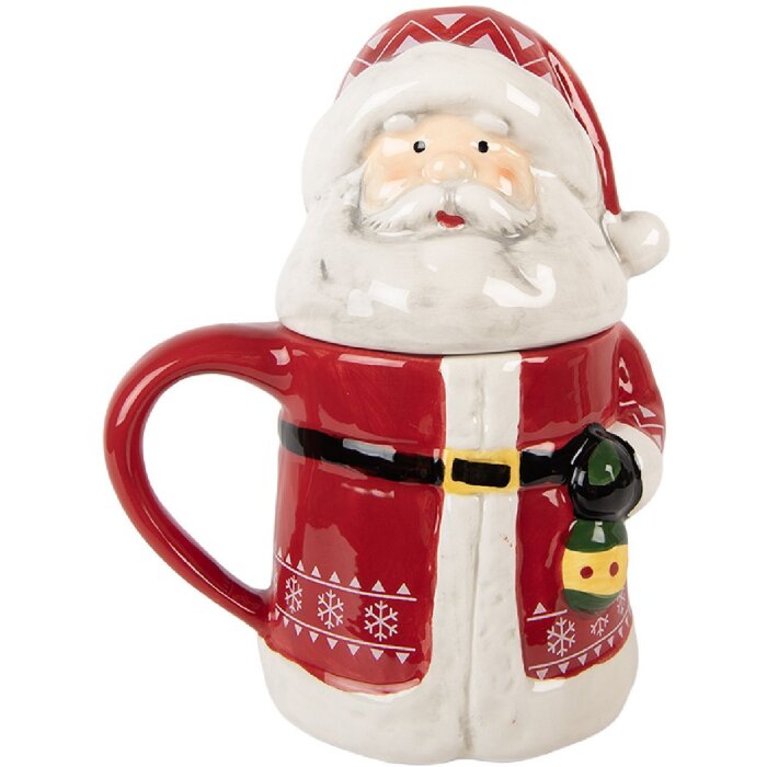 Clayre & Eef 6CEMU0196 Beker 15x10x19 cm Rood en Wit