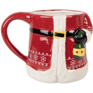 Clayre & Eef 6CEMU0196 Beker 15x10x19 cm Rood en Wit