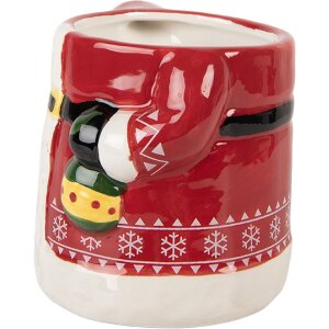 Clayre & Eef 6CEMU0196 Beker 15x10x19 cm Rood en Wit
