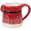 Clayre & Eef 6CEMU0196 Beker 15x10x19 cm Rood en Wit