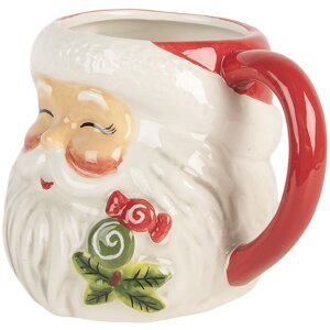 Clayre & Eef 6CEMU0197 Beker 16x12x11 cm / 550 ml Keramiek rood/wit