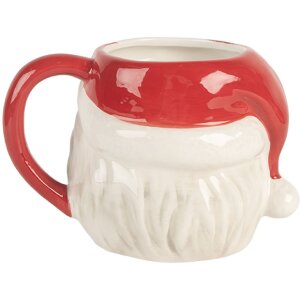 Clayre & Eef 6CEMU0197 Beker 16x12x11 cm / 550 ml Keramiek rood/wit