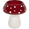 Clayre & Eef 6GL5199 Kandelaar Pilz Ø 7x7 cm wit-rood