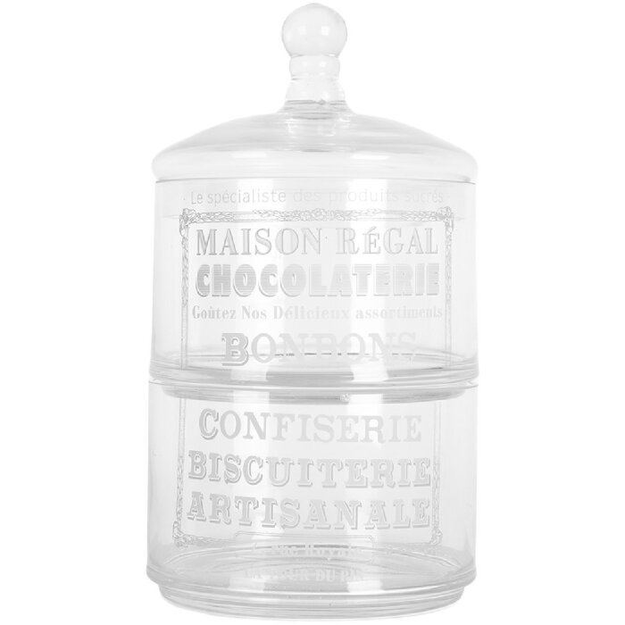 Clayre & Eef 6GL5209 Voorraadglas met deksel 17x30 cm