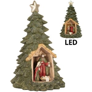 Clayre & Eef 6PR5404 Decoratieve Kerstboom met LED 15x24 cm
