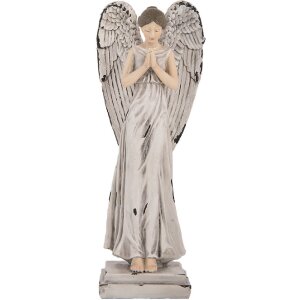 Clayre & Eef 6PR5634 Decoratie Engel 9x8x23 cm Wit Grijs