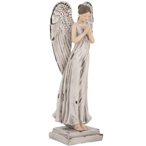 Clayre & Eef 6PR5634 Decoratie Engel 9x8x23 cm Wit Grijs