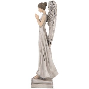 Clayre & Eef 6PR5634 Decoratie Engel 9x8x23 cm Wit Grijs