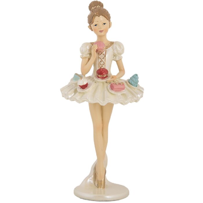 Clayre & Eef 6PR5643 Decoratie Ballerina Ø 10x24 cm Wit Beige