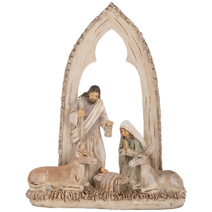 Clayre & Eef 6PR5645 Kerstgroep 18x7x22 cm Beige & Bruin