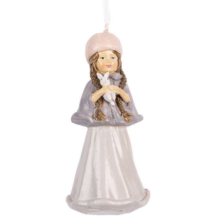 Clayre & Eef 6PR5653 Decoratie Hangfiguur Kind Beige/Grijs