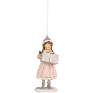 Clayre & Eef 6PR5654 Decoratiehanger Kind Roze 5x5x11 cm