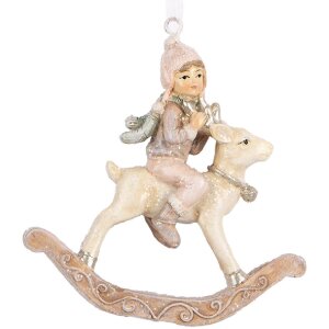 Clayre & Eef 6PR5655 Decoratiehanger Kind 8x3x9 cm Beige Roze