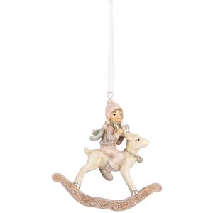 Clayre & Eef 6PR5655 Decoratiehanger Kind 8x3x9 cm Beige Roze