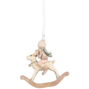 Clayre & Eef 6PR5655 Decoratiehanger Kind 8x3x9 cm Beige Roze