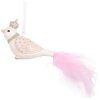 Clayre & Eef 6PR5657 Decoratiehanger Vogel 8x5x5 cm Wit/Roze
