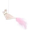 Clayre & Eef 6PR5657 Decoratiehanger Vogel 8x5x5 cm Wit/Roze