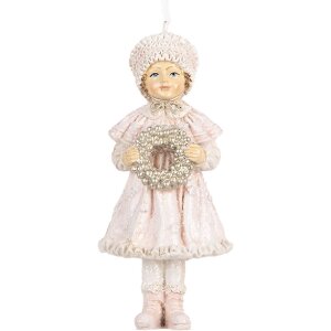 Clayre & Eef 6PR5658 Decoratiehanger Kind Roze 5x4x11 cm